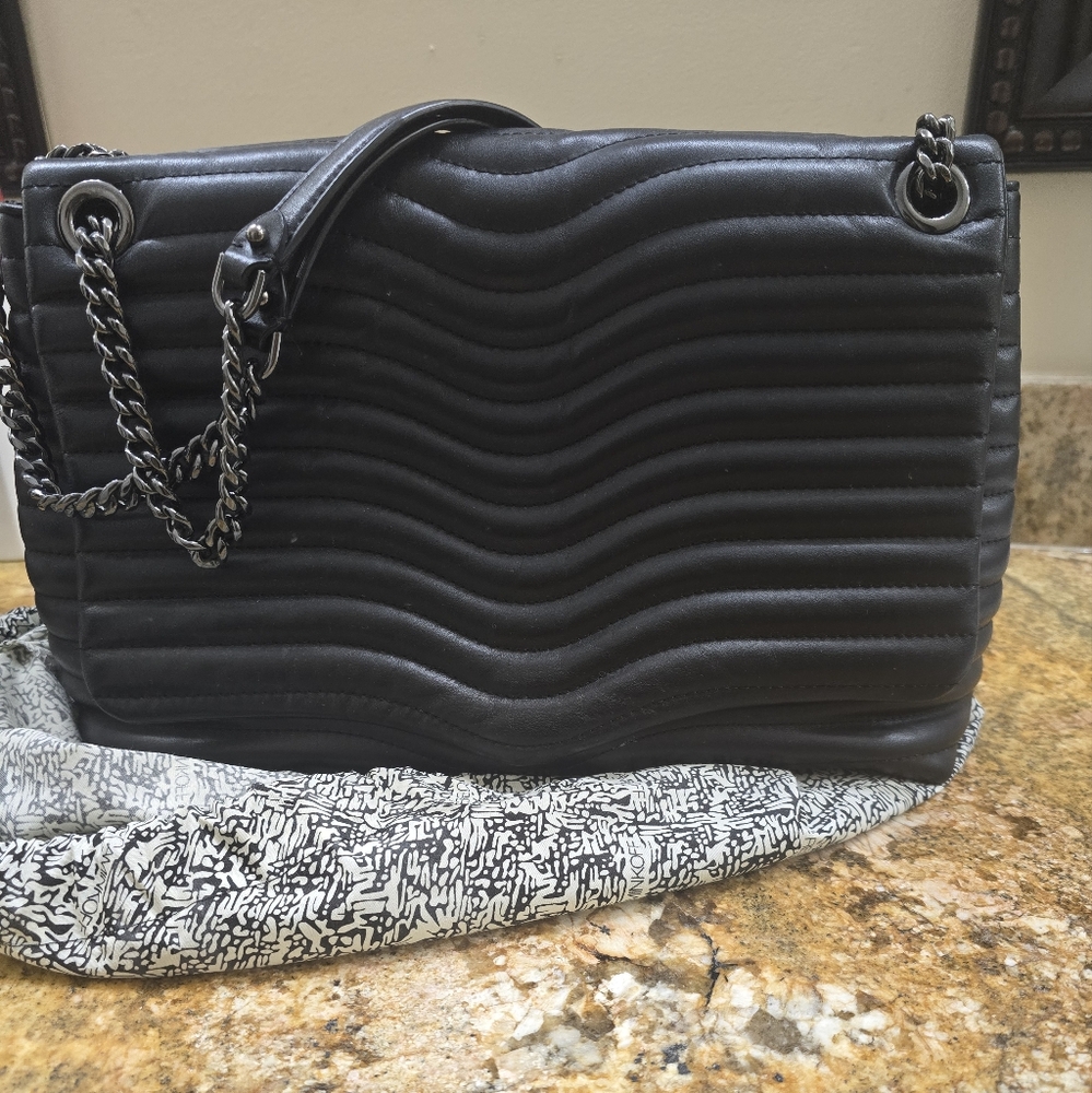 Rebecca Minkoff Black Leather Quilted Chain Shoulder Bag